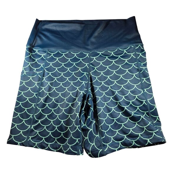 CVG shorts mermaid fish scale pattern M exercise fitness yoga running biking wom - Picture 1 of 7